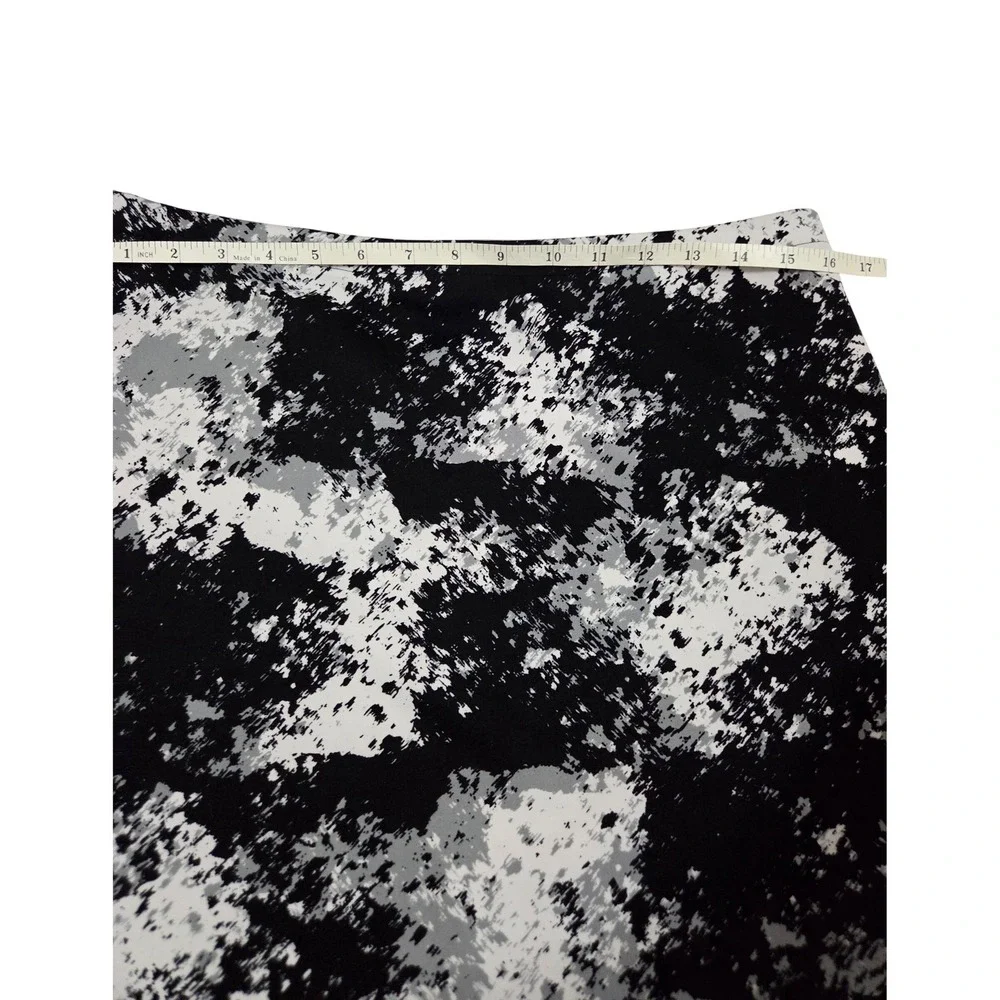 Vince Camuto Womens Abstract Print Pencil Skirt Black White Grey Size M Stretch
